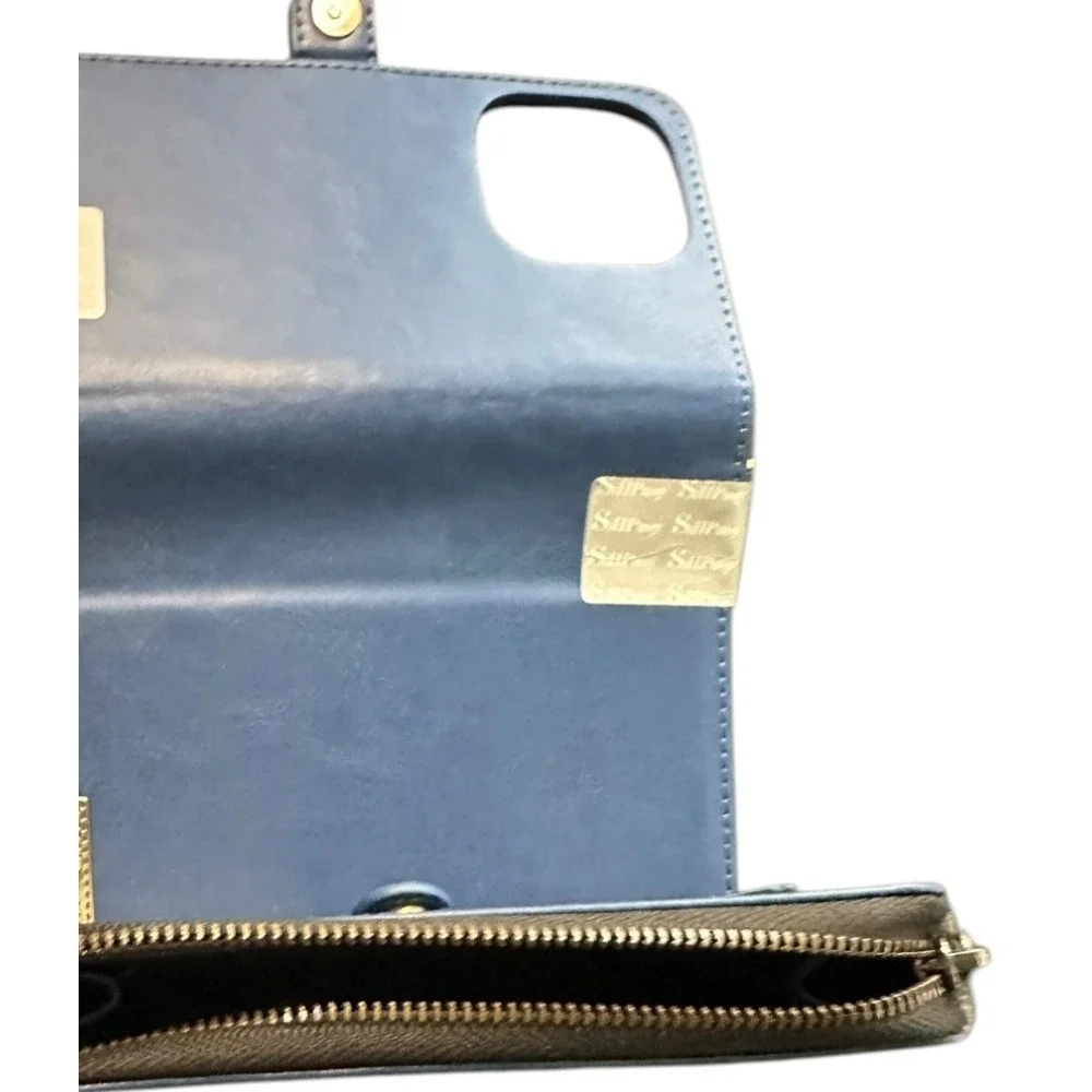 SiHPuoy Wallet Case iPhone 13 Pro Max‎ Card Holder Zipper Wrist Strap Blue
